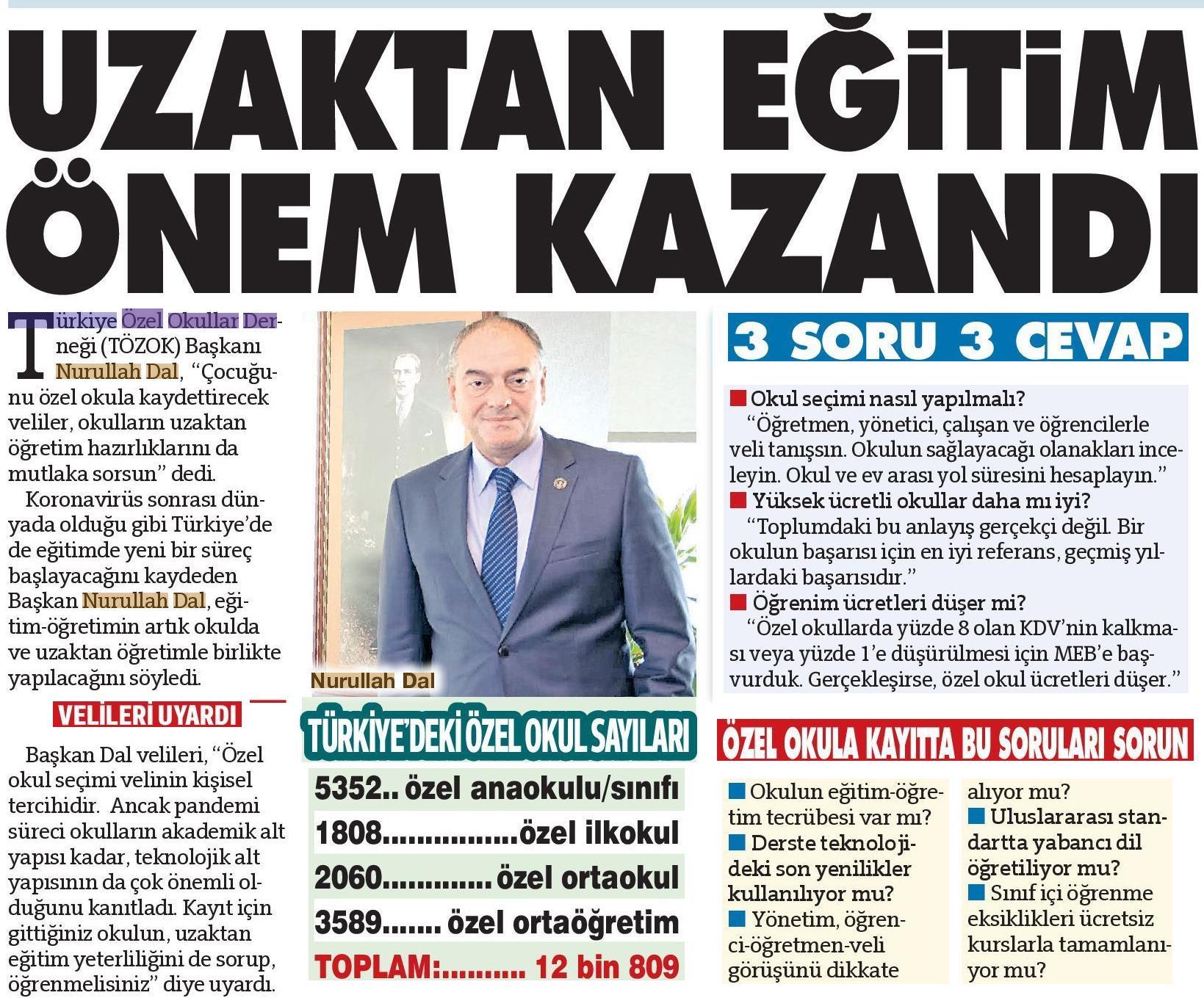 29.05.2020 TARİHİNDE SÖZCÜ GAZETESİNDE ÇIKAN HABER